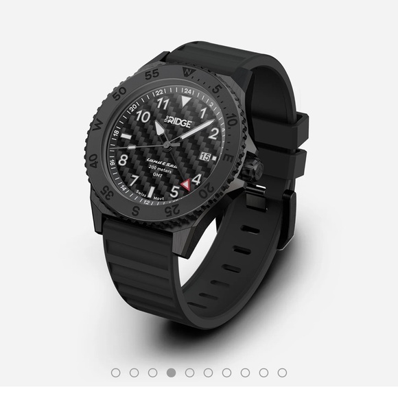 Ridge Land & Sea GMT Carbon Fiber Quartz Wristwatch Black Dial 200m Sport Date